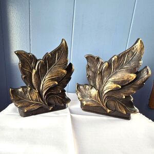 Vintage 50s Gatco Acanthus Oak Leaf Brass Bookends Lots of Patina